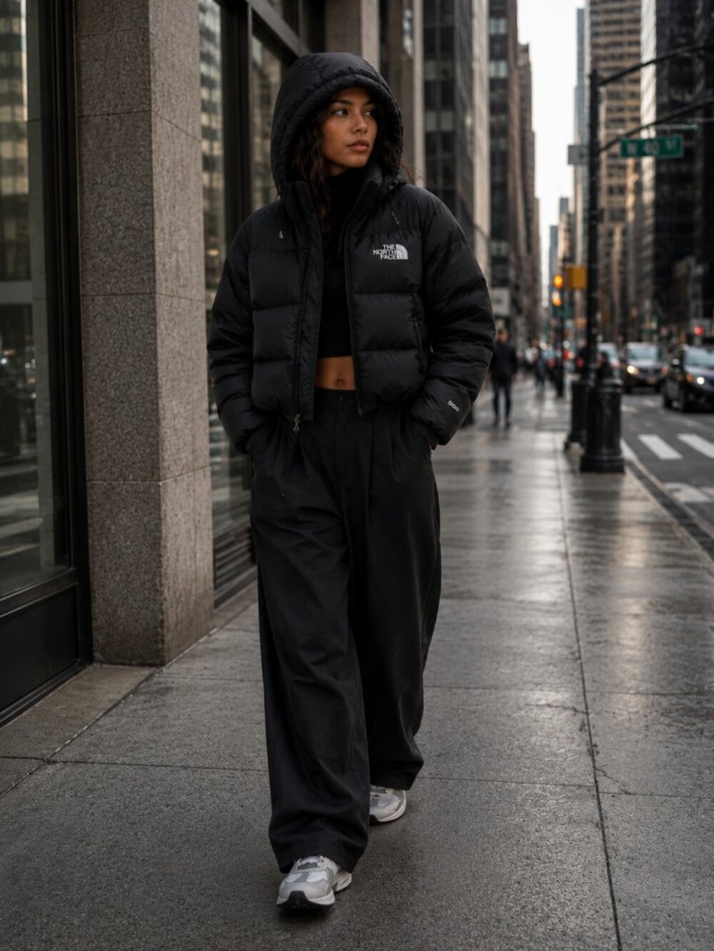 The North Face Women's XS Black 550 Fill Goose Down Hooded Puffer Bomber Jacket
